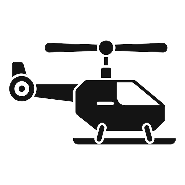 El icono de la silueta de un helicóptero moderno de pie en la plataforma de aterrizaje
