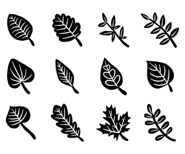 Icono de silueta de hoja de otoño seco