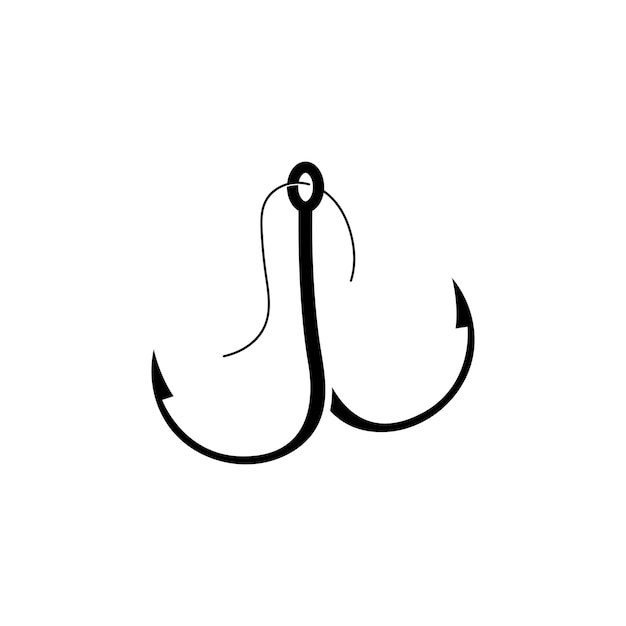 Icono de silueta del logotipo del gancho de pesca vectorial
