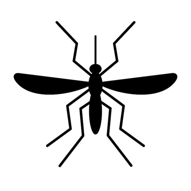 Icono de silueta de mosquito aislado sobre fondo blanco