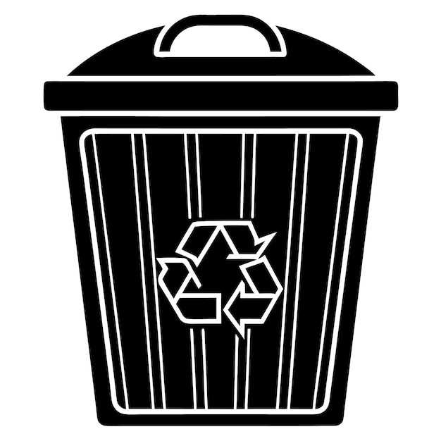 El icono de silueta negra de la canasta de reciclaje