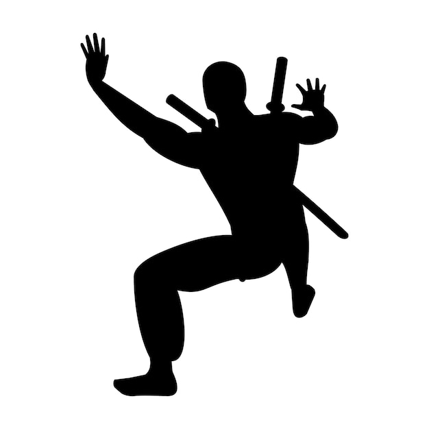 Icono de silueta ninja para artes marciales y temas de acción