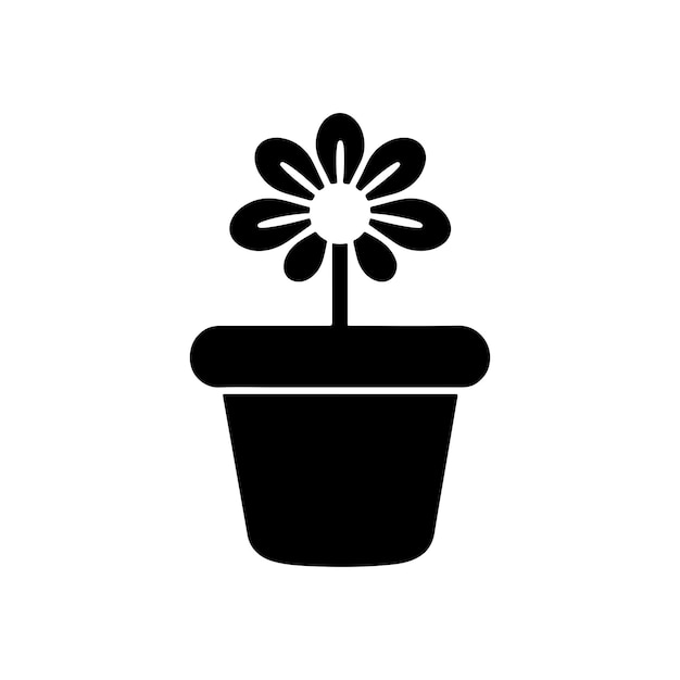Icono de silueta de la olla de flores minimalista