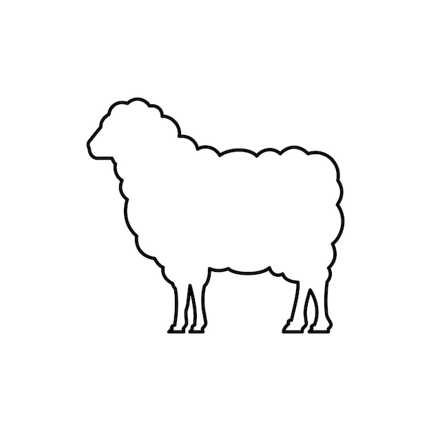 Icono de silueta de oveja vector Icono de oveja de granja Concepto de ganado Signo Kur en fondo blanco oveja