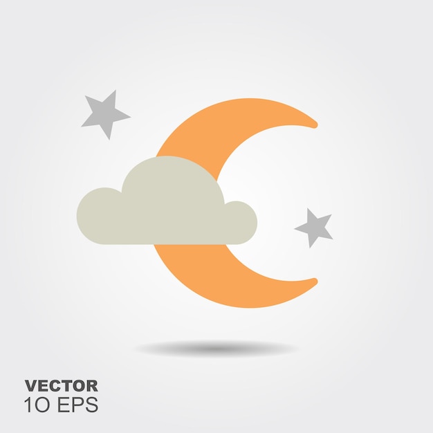 Icono de silueta plana de noche de luna con sombra