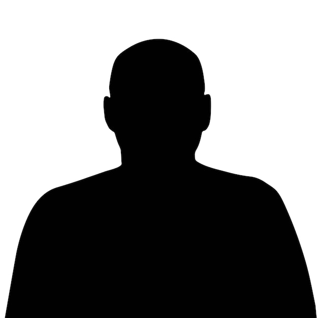 Icono de silueta de retrato de hombre de mediana edad aislado sobre fondo blanco
