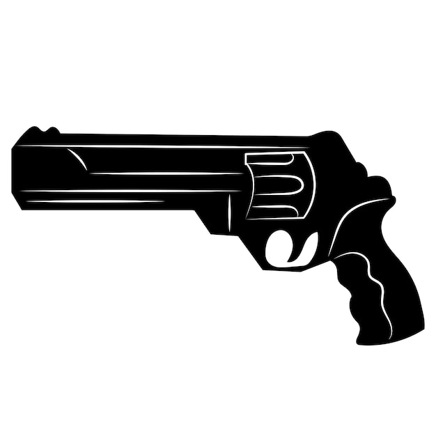 el icono de la silueta del revólver en el vector de fondo blanco