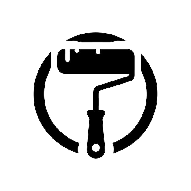 Icono de silueta de rodillo de pintura creativo para soluciones de marca artísticas y comerciales