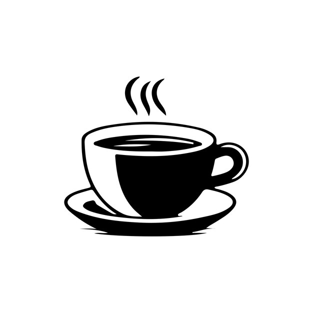 El icono de la silueta de la taza de café, los símbolos del logotipo de la tazón de té, la ilustración vectorial y la plantilla de la imagen de silueta