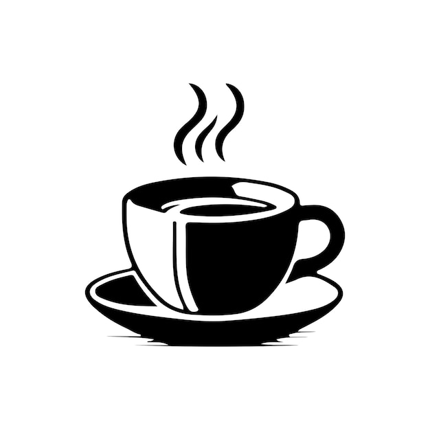 El icono de la silueta de la taza de café, los símbolos del logotipo de la tazón de té, la ilustración vectorial y la plantilla de la imagen de silueta