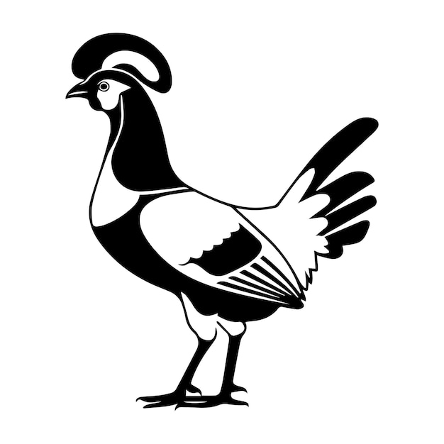 Icono de silueta vectorial de aves de Guinea en estilo minimalista
