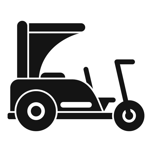 Icono de silueta de vista lateral estacionado con un carrito de golf con dosel de pie