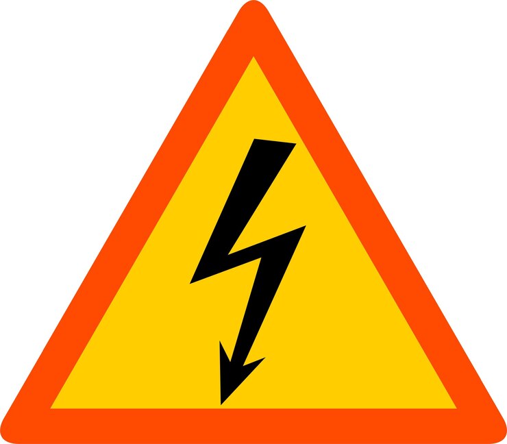Vector icono de símbolo de advertencia de alto voltaje en ilustración vectorial de estilo plano