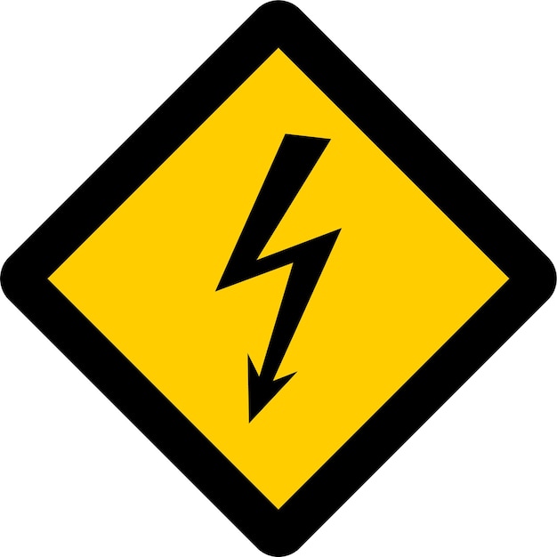 Icono de símbolo de advertencia de alto voltaje en ilustración vectorial de estilo plano