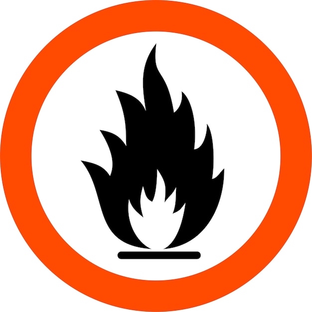 Icono de símbolo de advertencia inflamable en ilustración vectorial de estilo plano