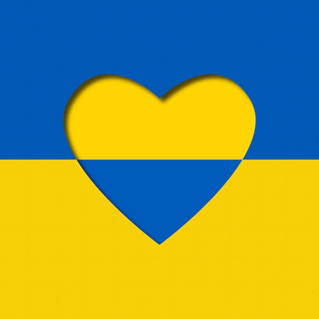 Icono de símbolo de bandera de Ucrania en forma de corazón Ilustración de vector plano para publicación en redes sociales