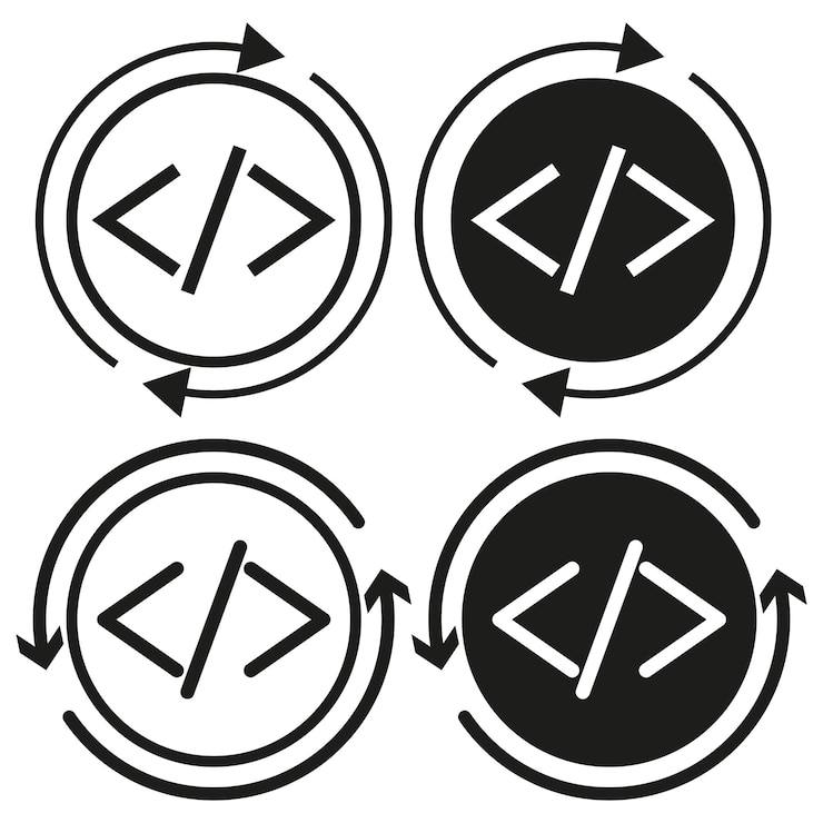 Vector ícono de símbolo de codificación flechas de programación concepto de codificación vectorial elemento de diseño circular