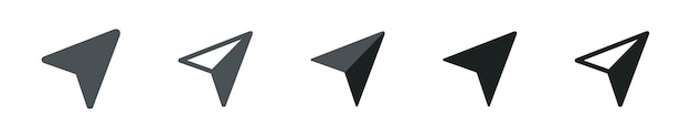 Ícono de símbolo de cursores de flecha Conjunto de contorno y cursor negro Puntero Cursor gráfico aislado en vector