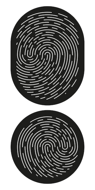 Icono de símbolo de identificación de huellas dactilares establecido en estilo plano Autenticación de seguridad Ilustración vectorial aislado en blanco
