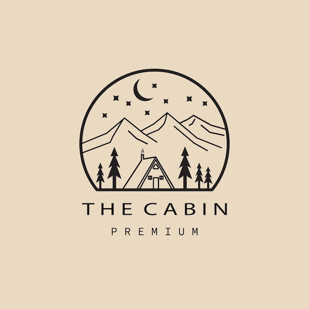 Icono y símbolo del logotipo de la cabina con diseño de ilustración vectorial del emblema