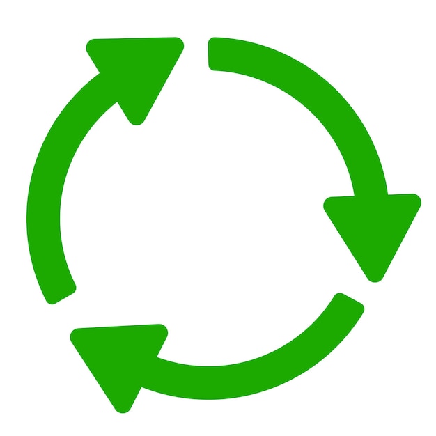 Icono de símbolo de reciclaje Icono de flechas de reciclaje o reciclaje verde Signo de reciclaje vectorial