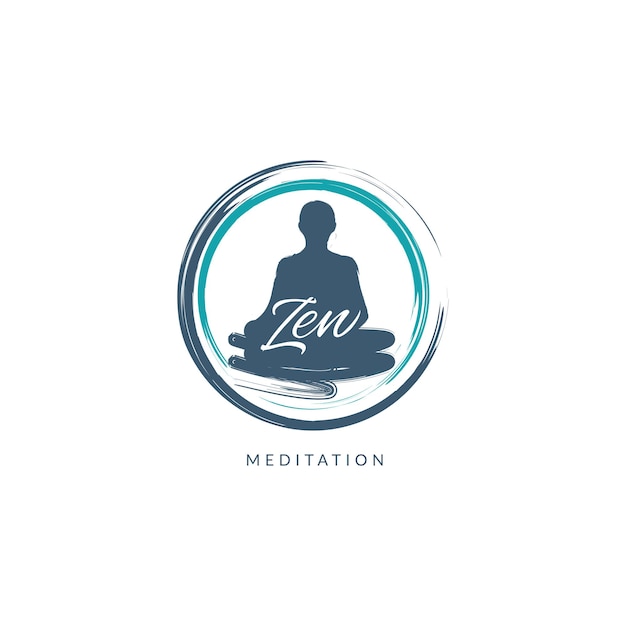 Vector icono de símbolo de signo de logotipo de meditación zen con pincel