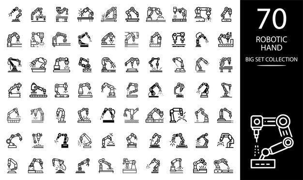 El icono del símbolo de la silueta del manipulador de la mano robótica