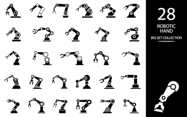 El icono del símbolo de la silueta del manipulador de la mano robótica