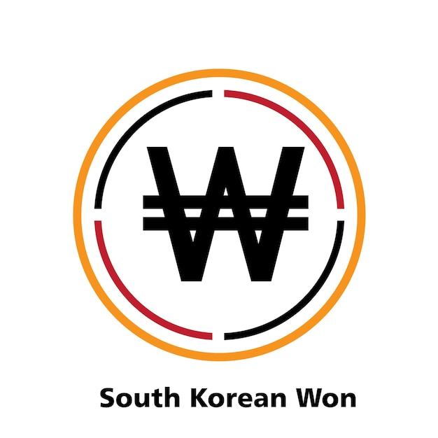 Icono de símbolo de Won surcoreano Vector