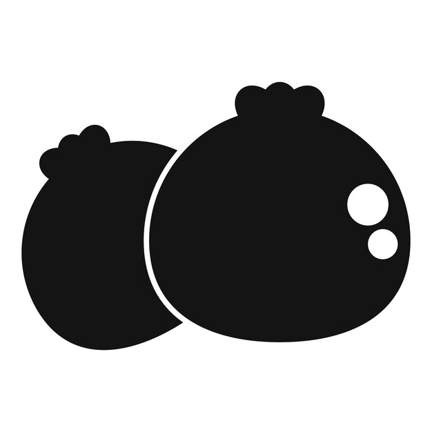 Icono simple en blanco y negro de dos arándanos