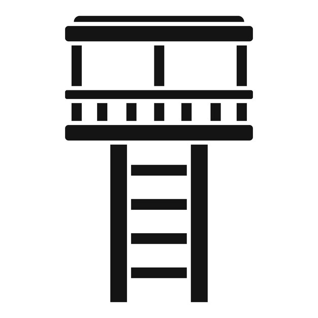 Icono simple en blanco y negro de una torre de vigilancia con escalera en estilo minimalista