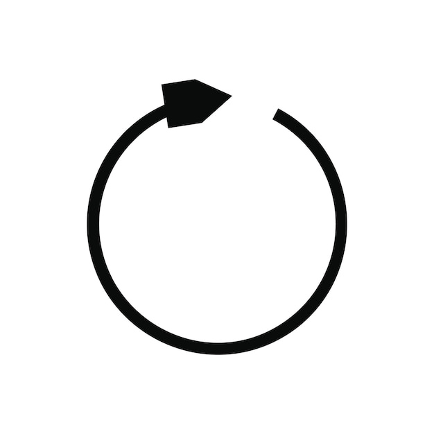 Icono simple de flecha de actualización negra aislado sobre fondo blanco