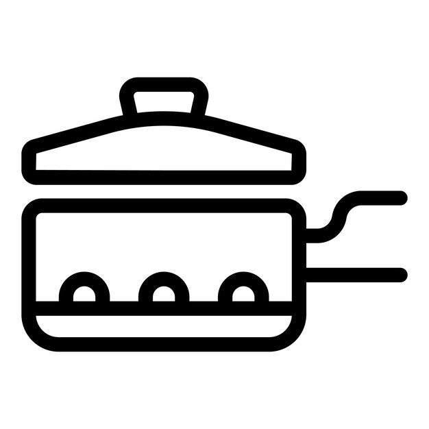 Icono simple que representa una olla de comida al vapor en un quemador de la estufa