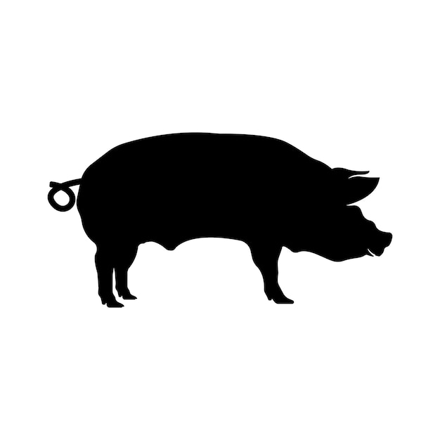 Icono simple de vector de logotipo de cerdo gordo en diseño plano