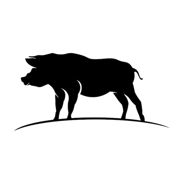 Icono simple de vector de logotipo de cerdo gordo en diseño plano