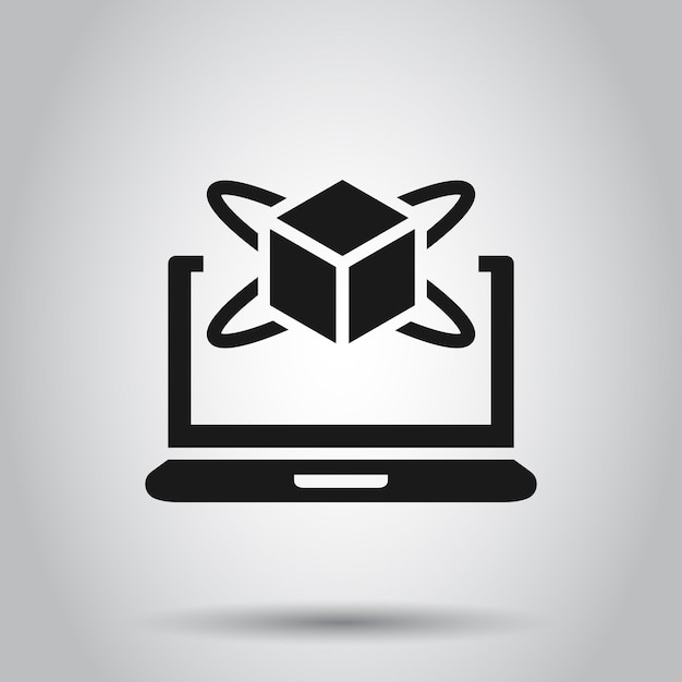Icono de simulación por computadora en estilo plano Ilustración de vector de dispositivo Vr en concepto de negocio de tecnología de fondo aislado