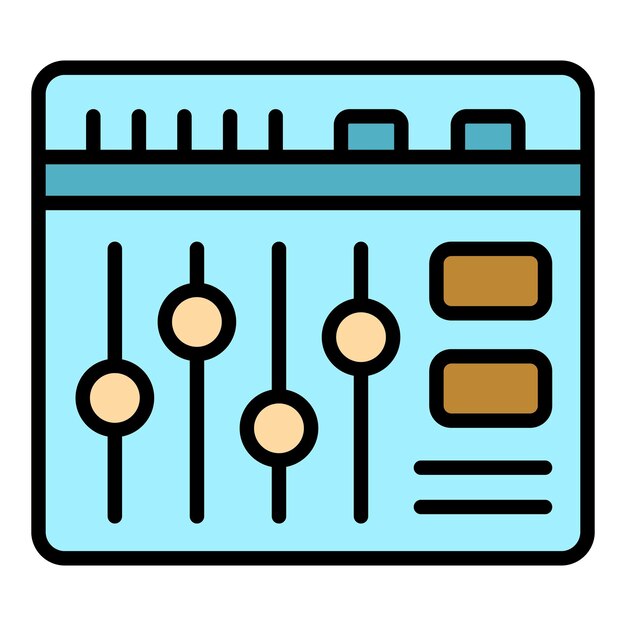 Vector el icono del sintetizador de audio es un vector de contorno de la música dj el color del instrumento del teclado es plano