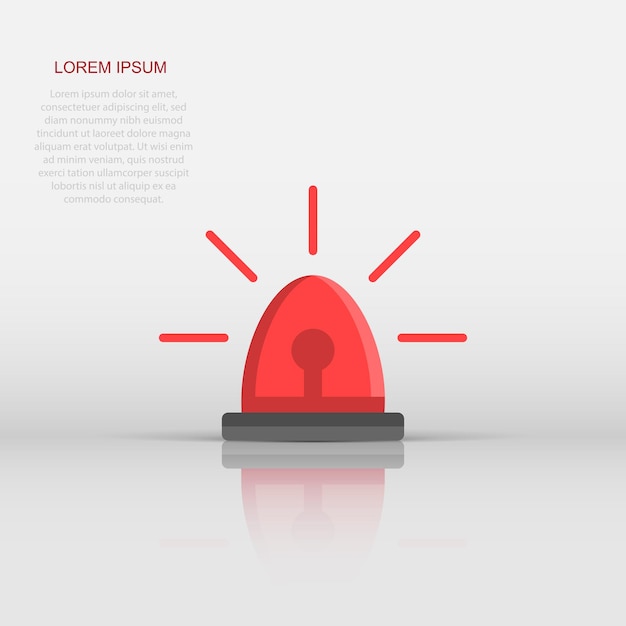 Icono de sirena de emergencia en estilo plano Ilustración vectorial de alarma policial en fondo blanco aislado Concepto de negocio de alerta médica