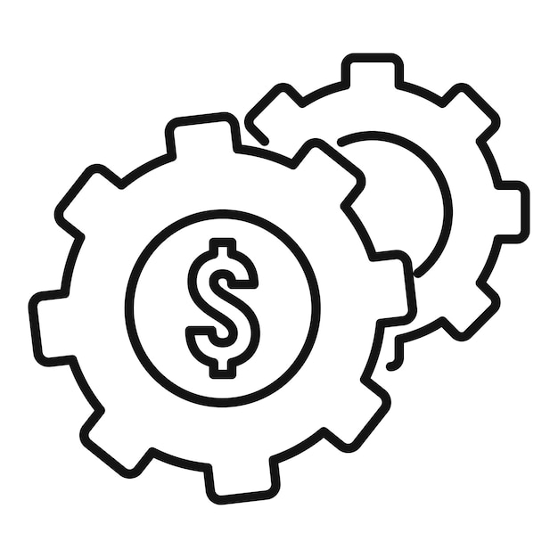 Icono del sistema de engranajes de dinero Icono de vector del sistema de engranajes de dinero para diseño web aislado sobre fondo blanco