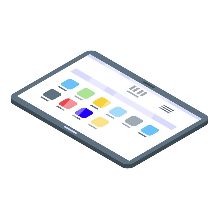Vector icono del sistema operativo de la tableta isométrica del icono de vector del sistema operativo de la tableta para diseño web aislado sobre fondo blanco