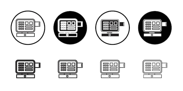 icono del sistema POS Ilustración plana de línea delgada