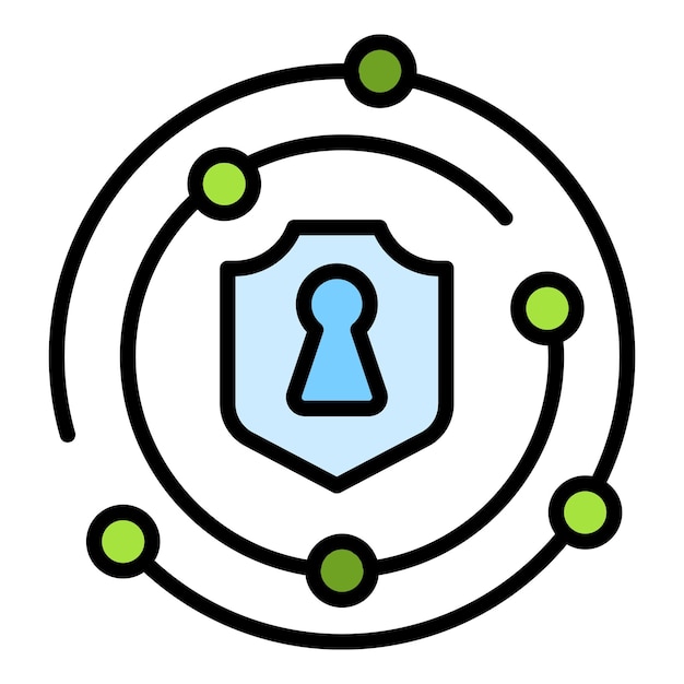 Icono del sistema de privacidad vector de contorno acceso a información software datos color plano