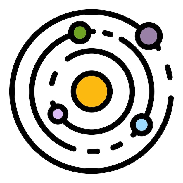 Icono del sistema solar Contorno del sistema solar vector icono color plano aislado