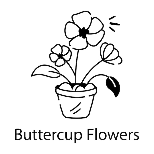 Un icono sketchy de la olla de flores
