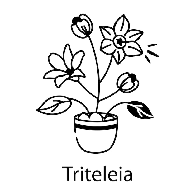 Un icono sketchy de la olla de flores