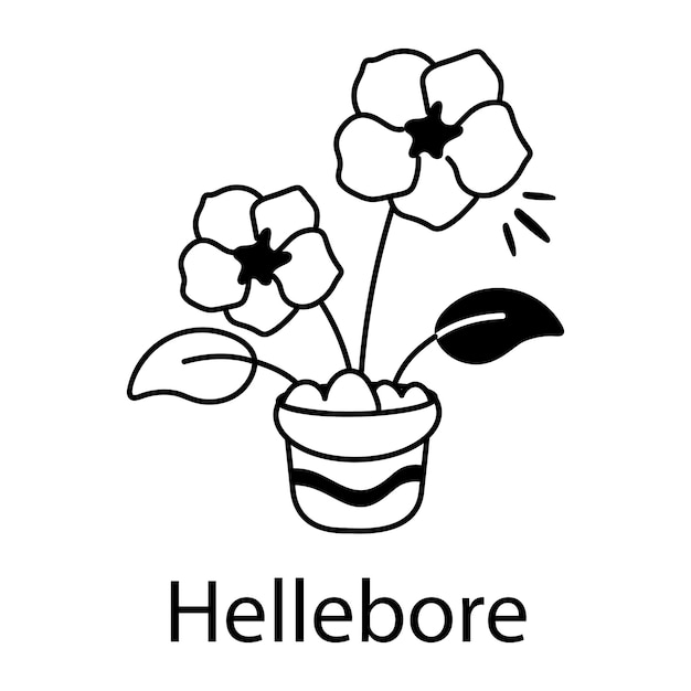 Un icono sketchy de la olla de flores