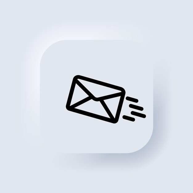 Icono de SMS. Diálogo, chat, mensaje nuevo. Nuevo gmail, correo electrónico. Concepto de comunicación. Botón web de interfaz de usuario blanco Neumorphic UI UX. Neumorfismo. Ilustración vectorial