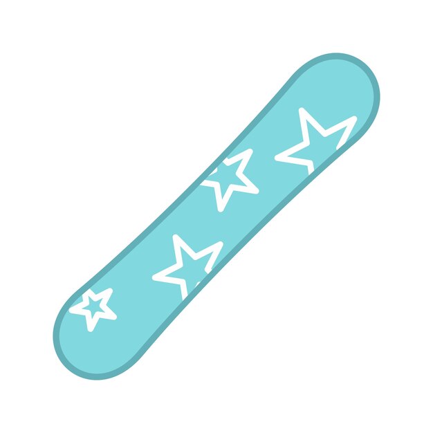 Icono de snowboard azul en estilo plano sobre un fondo blanco