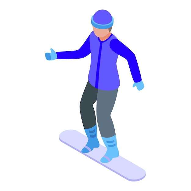 Icono de snowboard para niños vector isométrico Escuela de nieve Deporte extremo