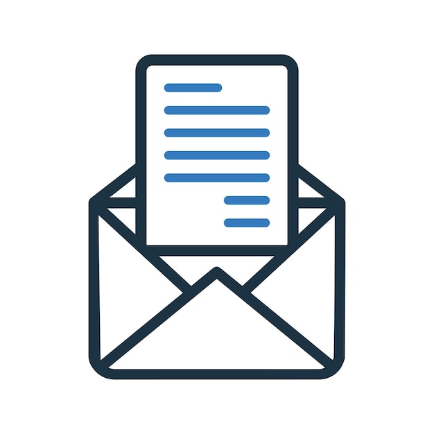 Icono de sobre abierto de correo Diseño vectorial editable simple aislado en un fondo blanco